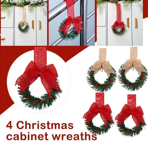NOVELAR Set of 6 Mini Wreaths, 5 Inch Inner Diameter, Ideal for Home Cabinet and Dining Table Christmas Decor