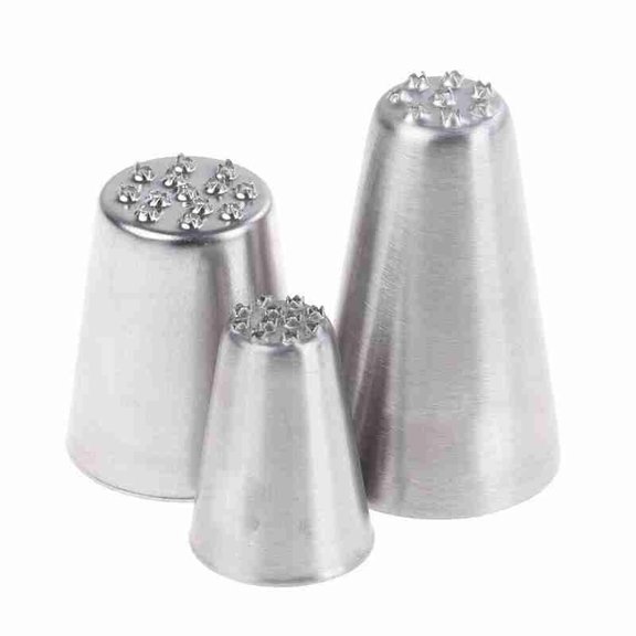 NOVELAR Silver Steel Cream Icing Nozzles 3-Pack, Easy to Use for Professional-Looking Cake Decorating, Essential for Home Bakers and Parties