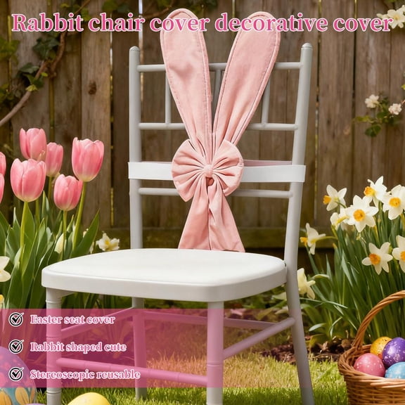 NOVELAR Soft Fabric Bunny Ear Chair Back Cover, 22.8 in Tall, Easy to Attach for Instant Decor Update, Great for Dining Room or Outdoor Gathering Themes