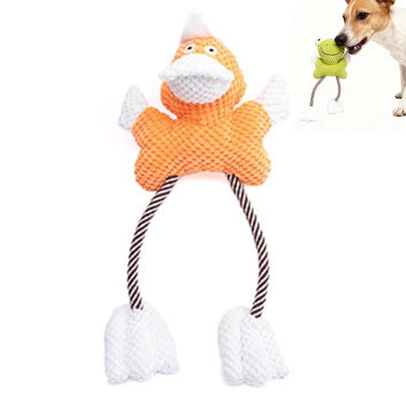 NOVELAR Soft Plush Frog Chew Toy with Cotton Rope Legs, Soothes Teething Gums and Cleans Teeth, Durable Indoor or Outdoor Play for Anxious or Bored Pets