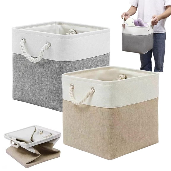 NOVELAR Square Storage Basket 12x12x12 Inches, Lightweight Portable Organizer with Carry Handle, for Stacking and Home Item Management