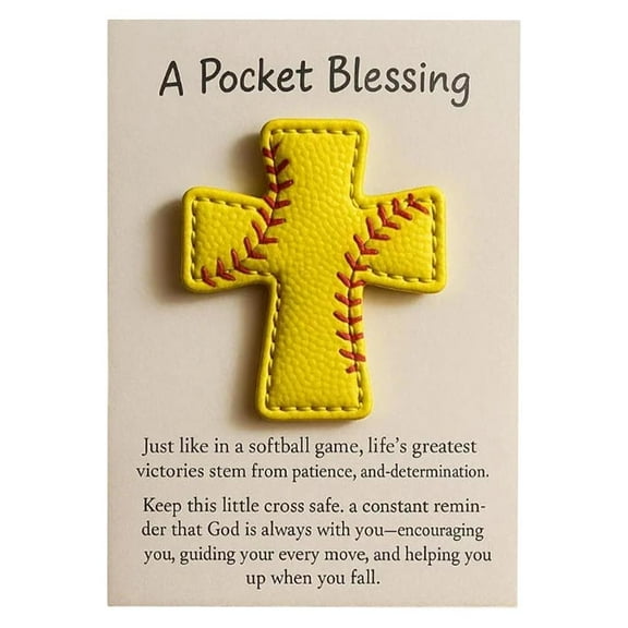 NOVELAR Synthetic Leather Cross Blessing Card, Compact 3.94 x 5.51 inch Card with Stitched Design, Offers Comfort and Motivational Support, Ideal Gift for Personal Reflection or Uplifting Friends