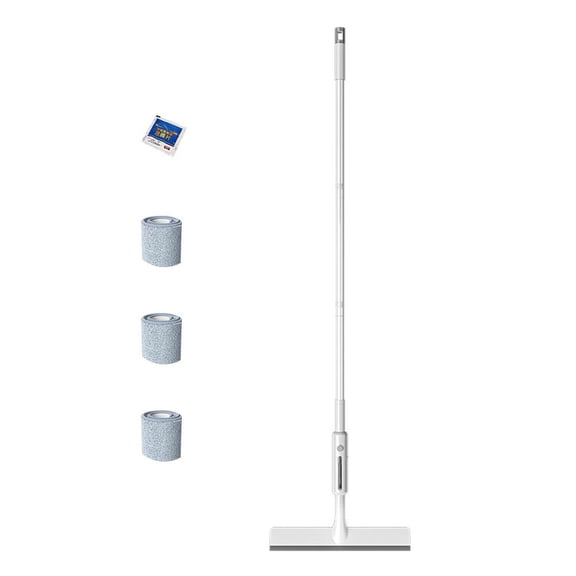 NOVELAR Telescoping Window Wiper with Fan Spray, 51 Inch Retractable Pole & 3 Microfiber Pads, Double-Sided Scraper for No-Drip Cleaning, Perfect for Shower Doors and Mirrors