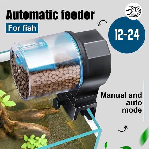 NOVELAR Timer-Controlled Fish Tank Feeder, Adjustable Port for Flakes or Pellets, Ensures Pets Are Fed When You're Away or Busy
