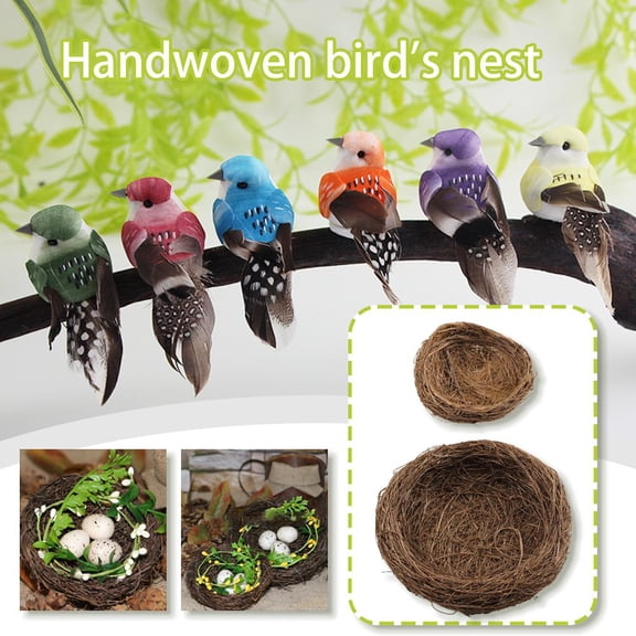 NOVELAR Unique Hand-Knitted Bird Nest, Two Sizes Available (4 in / 8 in), Offers a Safe Shelter for Pet Birds, Great for Studio Shoots or Children's Craft Projects