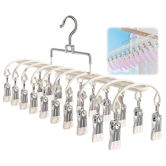 NOVELAR Vertical Drying Rack with Anti-Slip Clips, 14.37 in Wide, Holds Multiple Garments to Save Space on Balconies or Windows