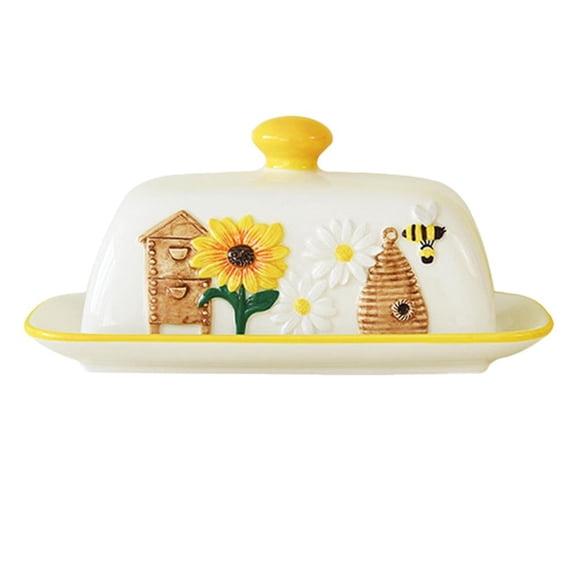 NOVELAR White Ceramic Butter Keeper, 8.62 in Long, Prevents Spills and Preserves Flavor, Ideal for Home Kitchens and Restaurants