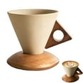 thumbnail image 1 of NOVELAR White Ceramic Coffee Dripper with Wood Handle, 3.9-Inch Tall Design for Precision Pour-Over Control, Enhances Your Daily Coffee Ritual and Kitchen Decor, 1 of 5