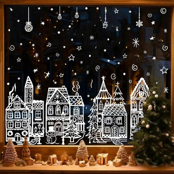 NOVELAR Winter Scene Window Stickers Set, High-Definition Cut-Outs for Stunning Light Effects, Ideal for Family Holiday Decorating