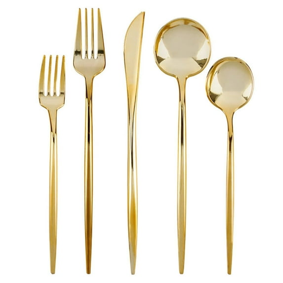 NOVELTY FLATWARE CUTLERY GOLD COMBO SET 40CT: Qty-12