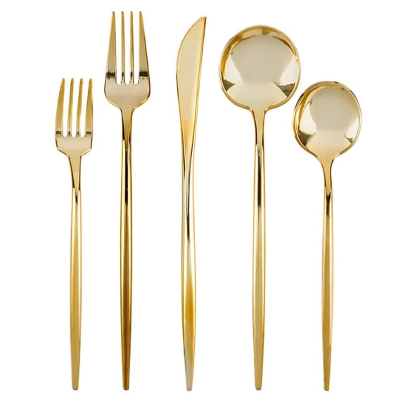 NOVELTY FLATWARE CUTLERY GOLD COMBO SET 40CT: Qty-1