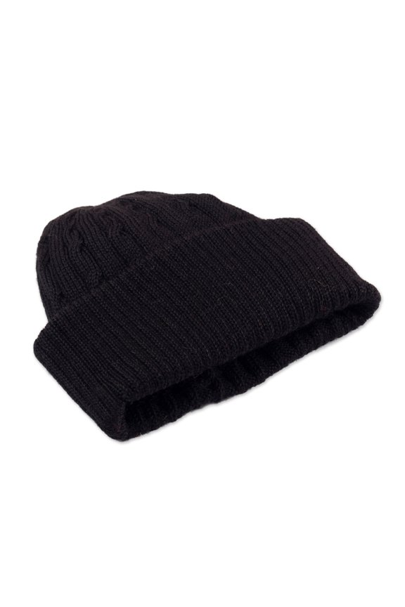 Artisan Handmade Alpaca Hat Wool Accessories Black Knit Solidhand Peru Black Braid Cascade'