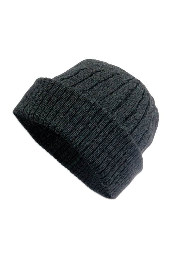 Artisan Handmade 100% Alpaca Hat Cableknit in Moss from Peru Wool Accessories Hats Green ' Moss Braid Cascade'