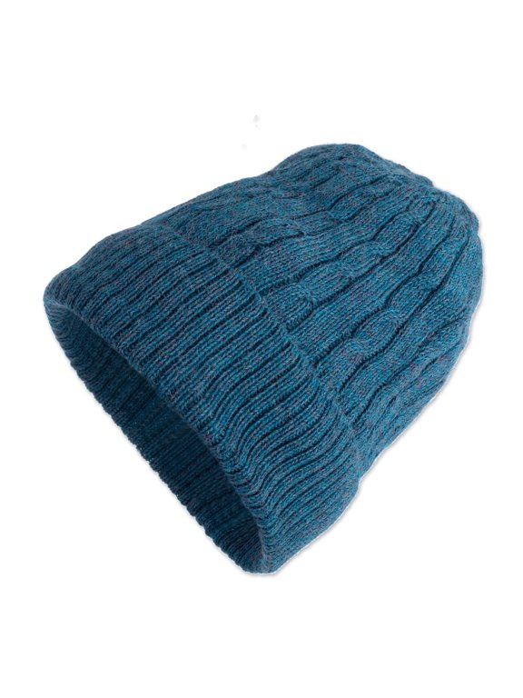 Artisan Handmade 100% Alpaca Knit Hat Robins Egg Blue Soft Cable from Peru Wool Accessories Hats Turquoise ' Comfy in Blue'