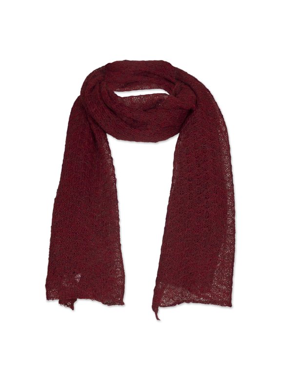 Artisan Handmade 100% Baby Alpaca Scarf Textured Wrap in Wine from Peru Wool Accessories Scarves Burgundy Solid ' Gossamer Wine'