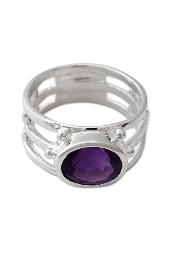 Amethyst single stone ring, 'Twilight Mood'