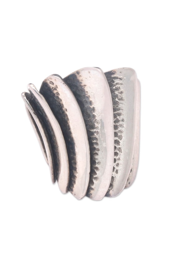 Artisan Handmade .925 Sterling Silver Cocktail Ring Indonesia 'Ruffled Seashell'