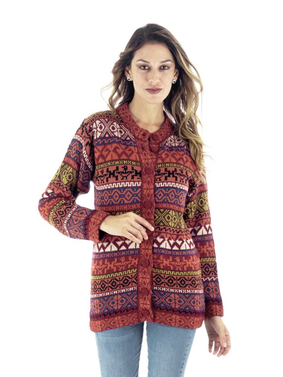 Alpaca Blend Empire's Cherry Memories Artisan Decorative Cardigan