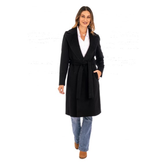 NOVICA Artisan Handmade Baby Alpaca Blend Long Coat Black Wrap Wool Clothing Jacket Solid Peru ' Classically Chic in Black'