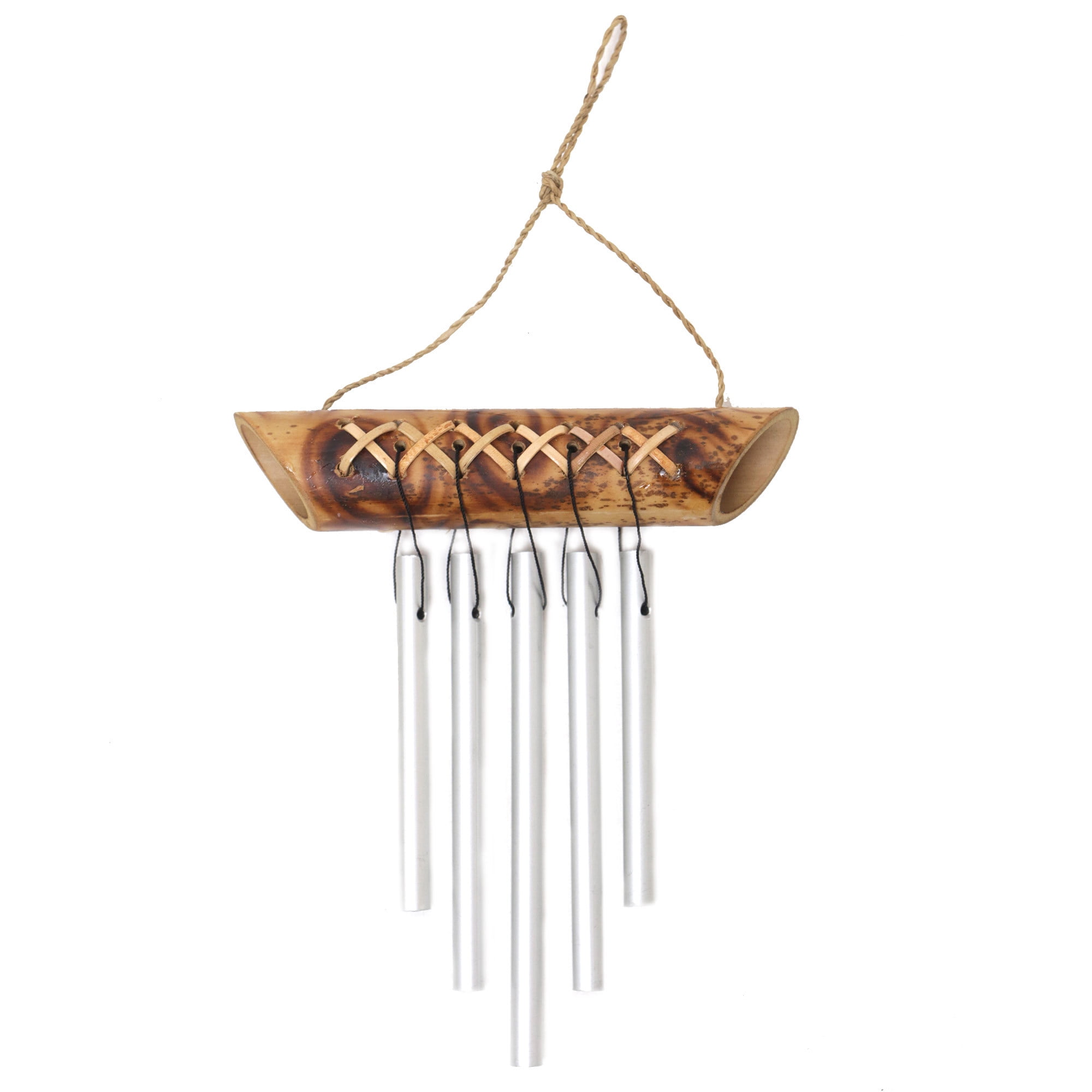 Hand-Carved Bamboo and Aluminum Mini Wind Chimes
