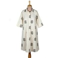 thumbnail image 1 of NOVICA Artisan Handmade Blockprinted Shift Dress Cotton Clothing Ivory Multicolor Printedembroidered India Floral ' A Stitch in Time', 1 of 7