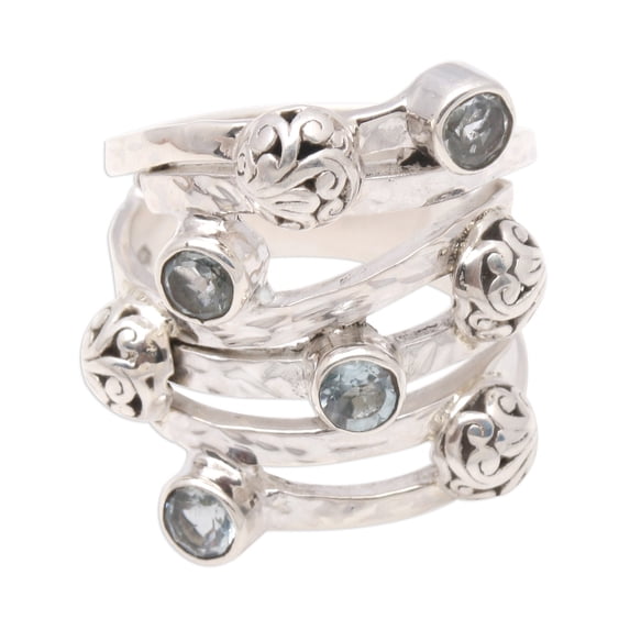 NOVICA Blue topaz cocktail ring, 'Exuberant Beauty'