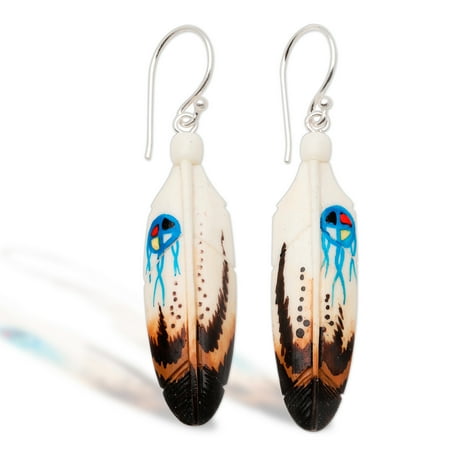 NOVICA Bone dangle earrings, 'Fanciful Feathers'