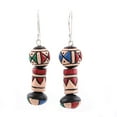 thumbnail image 1 of NOVICA Artisan Handpainted Ceramic Dangle Earrings from India Multicolor [2 in L x 0.5 in W x 0.5 in D] ' Aztec Style', 1 of 6