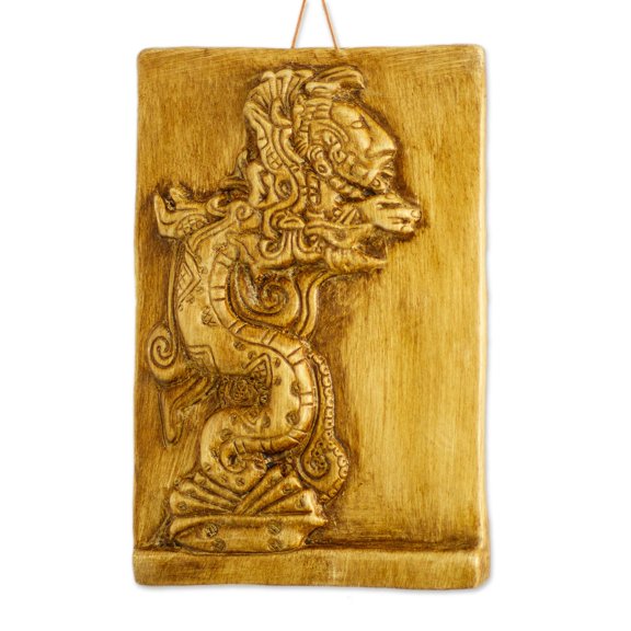 NOVICA Ceramic plaque, 'Kukulkan en Yaxchilan'