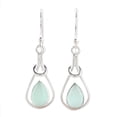 thumbnail image 1 of NOVICA Handmade .925 Sterling Silver Chalcedony Dangle Earrings Dropshaped Blue from India Gemstone [1.4 in L x 0.4 in W x 0.2 in D] 'Droplet Flair', 1 of 7