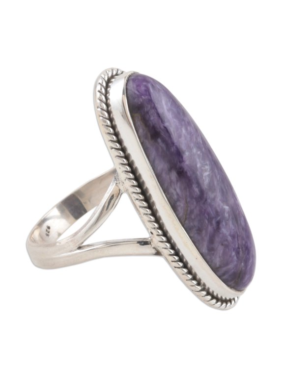Charoite Storm Cloud Handmade Artisan Unique Gift Cocktail Ring