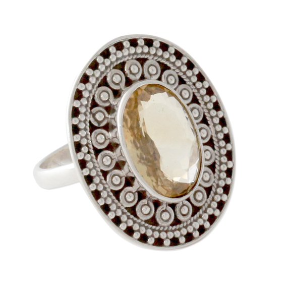 NOVICA Citrine cocktail ring, 'Mumbai Sophisticate'