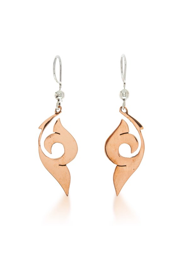 Copper dangle earrings, 'Sublime Shapes'