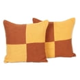 thumbnail image 1 of NOVICA Handmade Cotton Cushion Covers Geometric Yellow and Orange India Pillows Throws Patterned Modern [ 18in L x 18in W] 'Warm Geometry'(Pair), 1 of 5