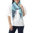 thumbnail image 1 of NOVICA Cotton reversible scarf, 'Ocean Tones', 1 of 7