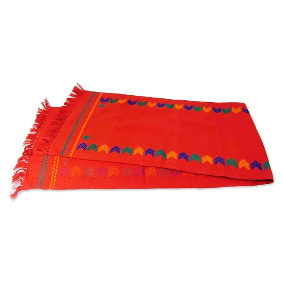 NOVICA Cotton table runner, 'Festive India'