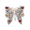 thumbnail image 1 of NOVICA Artisan Handmade Garnet Citrine Cocktail Ring Sterling .925 Sterling Silver Indonesia Gemstone Birthstone 'Pretty Butterfly in Red', 1 of 7