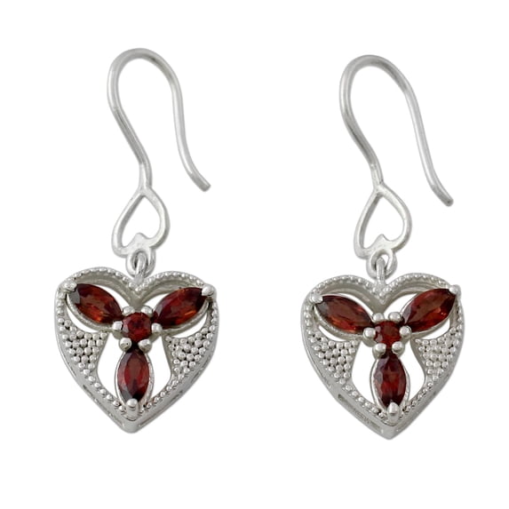 NOVICA Garnet dangle earrings, 'Radiant Romance'