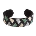 thumbnail image 1 of NOVICA Artisan Handmade Glass Beaded Cuff Bracelet Zigzag from Salvador [5.5 in L (end to End) x 0.8 in W] ' Jungle Thatch', 1 of 7