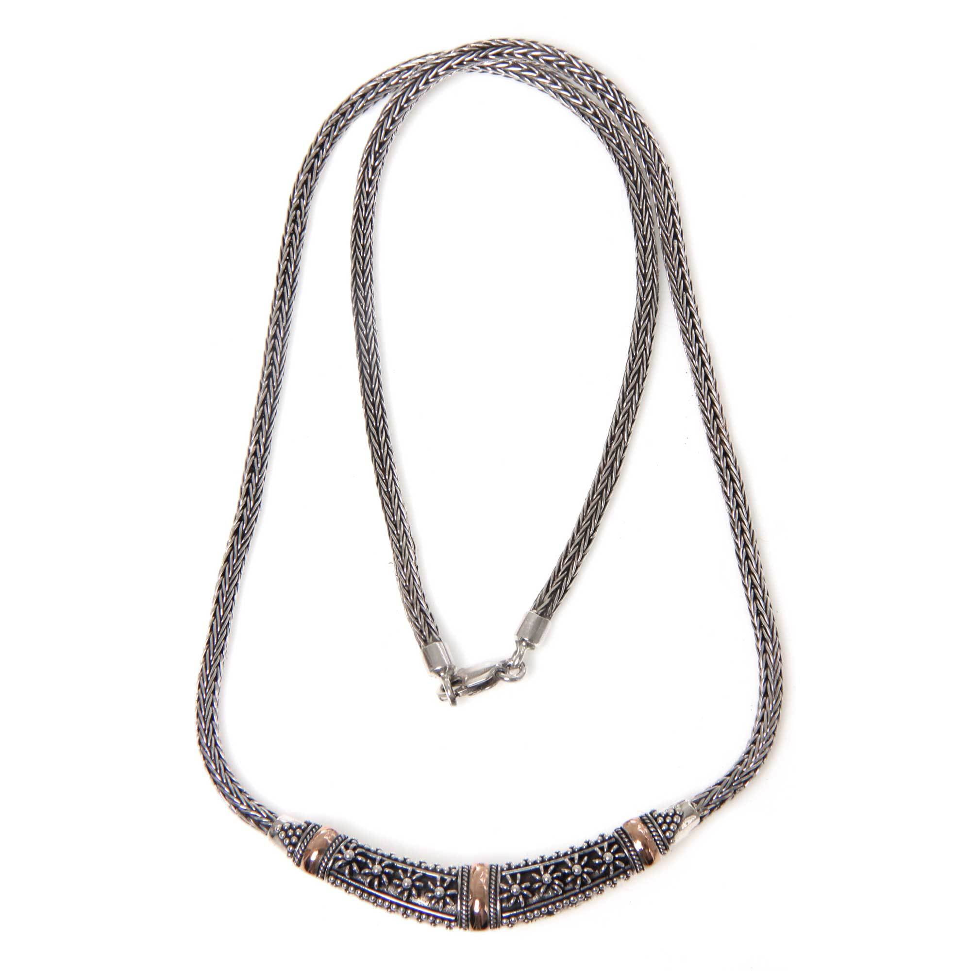 NOVICA Gold accent necklace, 'Denpasar Night'