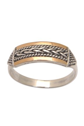 Gold-accented band ring, 'Love Arrows'