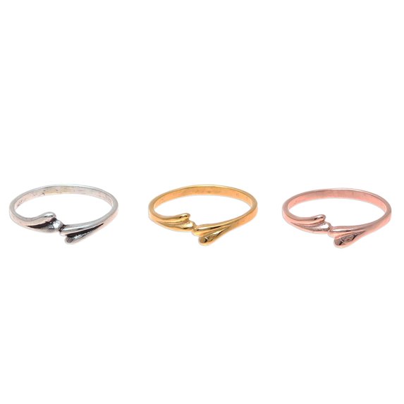 NOVICA Gold plated, rose gold plated, and sterling silver cocktail rings, 'Dog Bones' (set of 3)