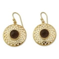thumbnail image 1 of NOVICA Gold vermeil smoky quartz dangle earrings, 'Jaipur Suns', 1 of 3