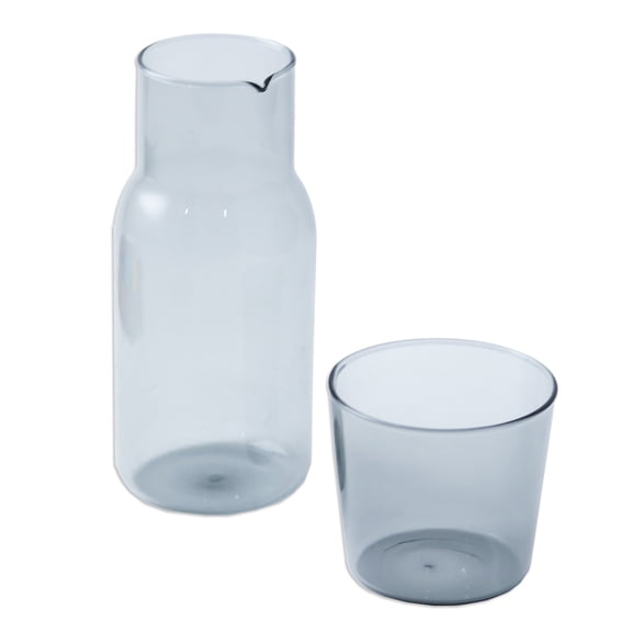 NOVICA Handblown carafe set, 'Misty Elixir'