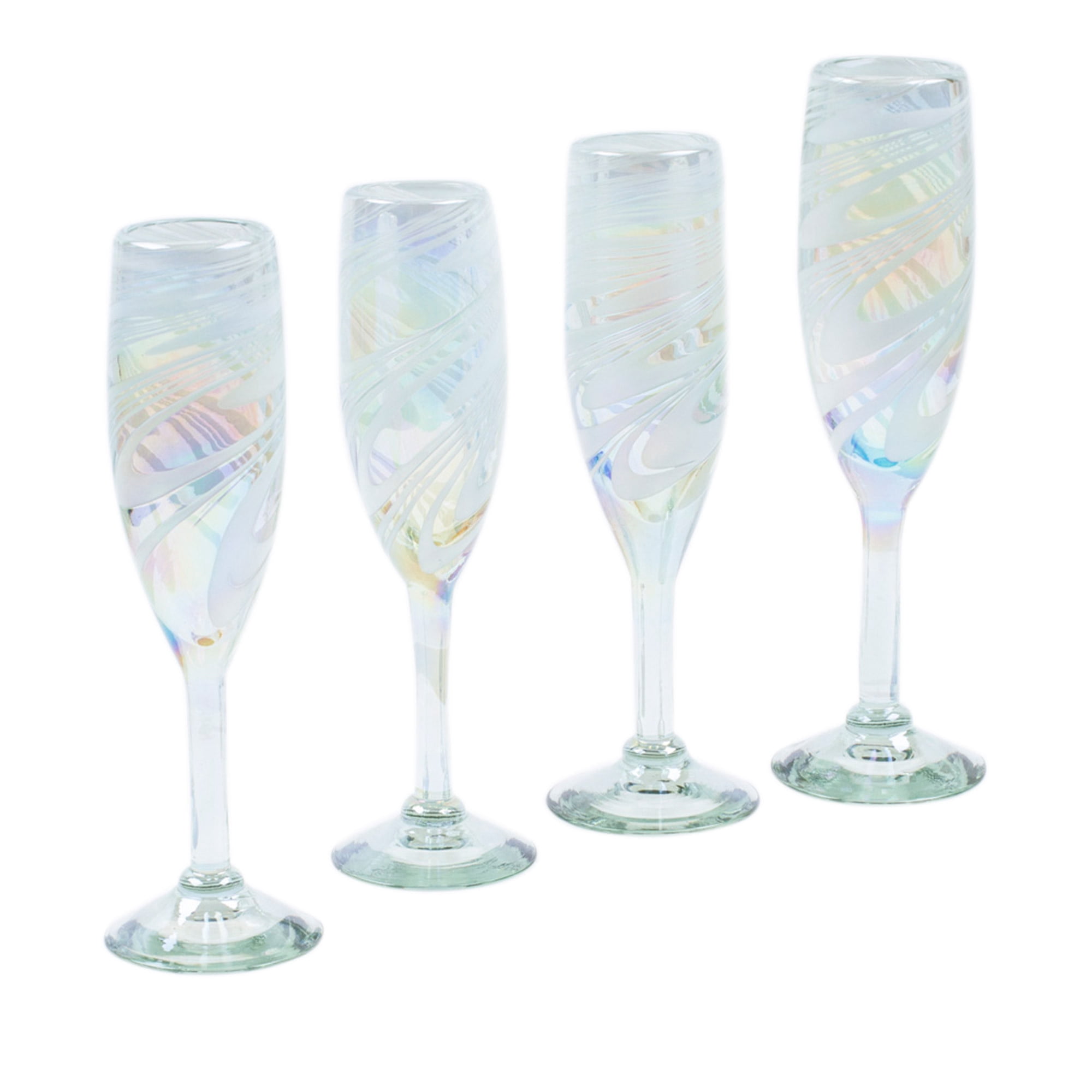 Lot De 2 Flûtes à Champagne En Verre Soufflé à La Main - Translucide Confetti - Vintage