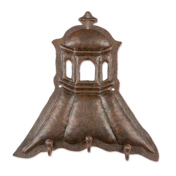 NOVICA Iron coat and key rack, 'Sacred Colonial'