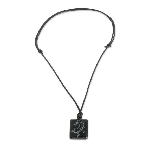NOVICA Jade pendant necklace, 'Deep Sea Turtle'