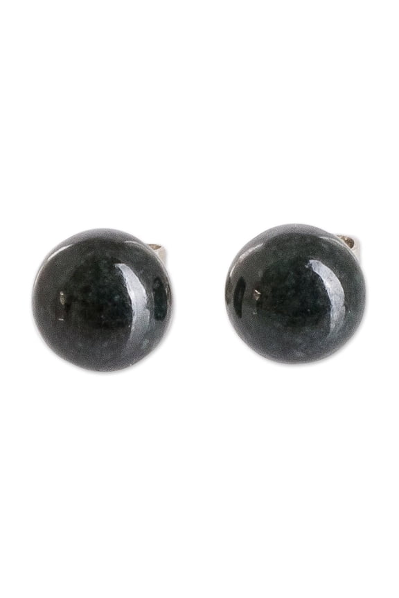 Jade stud earrings, 'Jade Shadows'