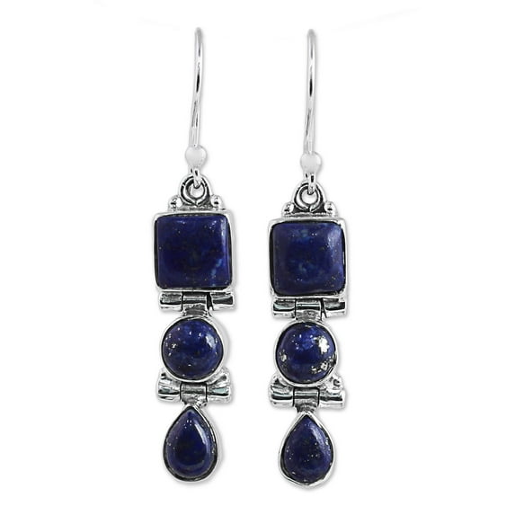 NOVICA Lapis lazuli dangle earrings, 'Royal Blue Glamour'