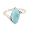 thumbnail image 1 of NOVICA Larimar cocktail ring, 'Marquise Mantra', 1 of 7